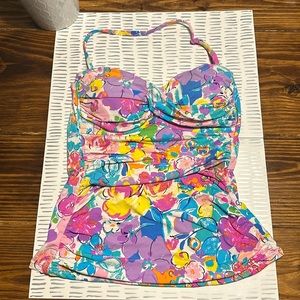 Size S Anne Cole signature twist bandeau-kini swim top- floral